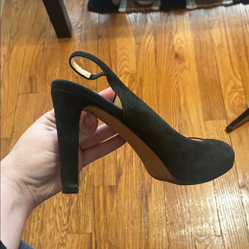 Talbots Suede Black Slingback Women's Heels - Picture 3 of 4